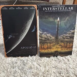 (Bundle of 2) INTERSTELLAR & APOLLO‎ 13 metal movie posters, wall plaques 12”x8”
